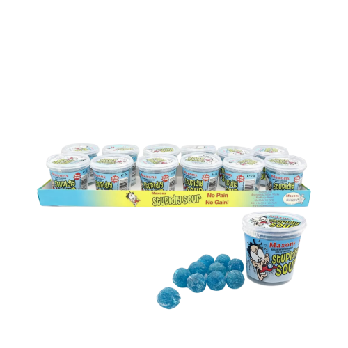 Maxons Stupidly Sours Blue Raspberry Tubs 12x75g